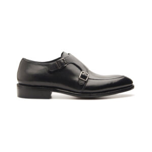 Quvadi Double Monk Strap In Hand Welted Black