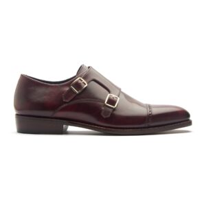 Quvadi Double Monk Strap In Brown Red