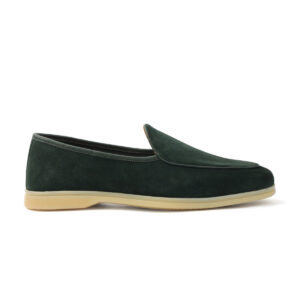 Quvadi Belgian Loafer in Suede Bottle Green