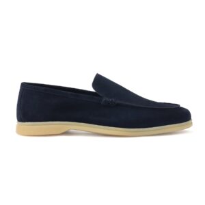 Quvadi Belgian Loafer in Suede Navy Blue