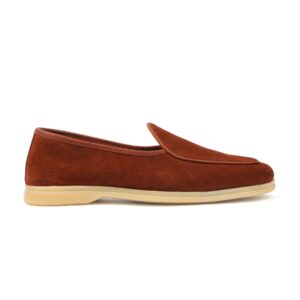 Quvadi Belgian Loafer in Suede Brown Red