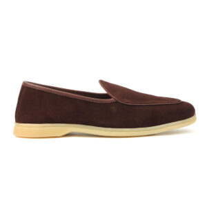 Quvadi Belgian Loafer in Suede Brown Red