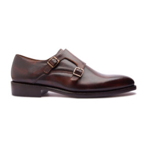 Quvadi Double Monk Strap In Brown Red