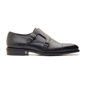 Quvadi Double Monk Strap In Cap-toe Black