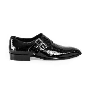 Quvadi Patent monk straps with croco detail