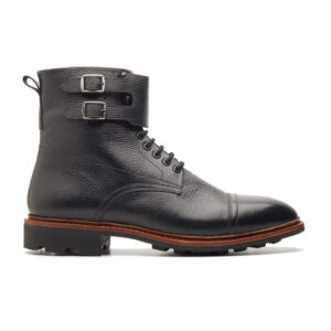 Quvadi Combat Boot - Black Pebble Grain