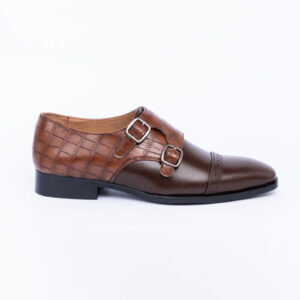 Quvadi MONK STRAPS WITH TOE STITCH-Brown