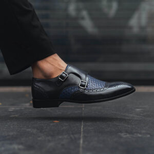 Quvadi PATINA MONK STRAP SHOES-BLUE