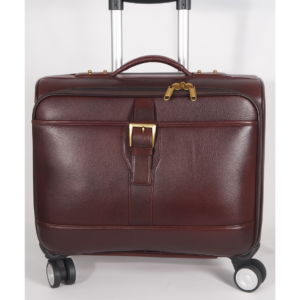 Allwentoe Premium I8 Inch Cabin Size Tan Leather Business Trolleys