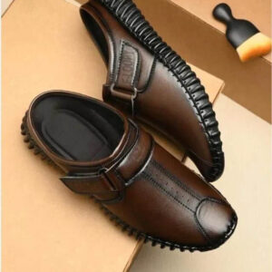Premium Brown Leather Mule Shoes for Men – Slip-On Comfort